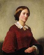 Theodor Leopold Weller Portrat einer Dame mit Brosche oil